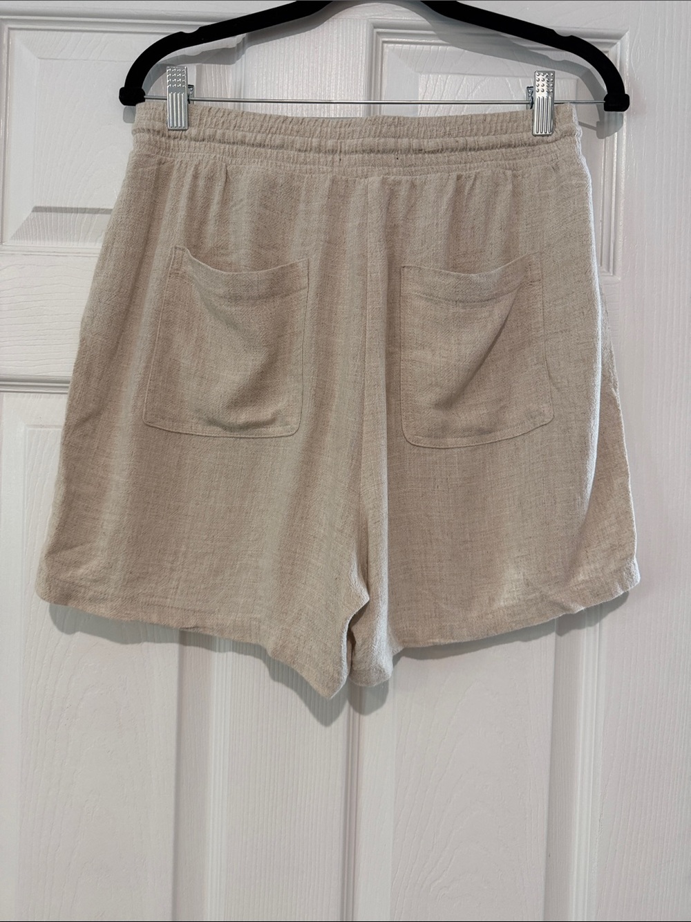 Simply Vera Vera Wang Beige Linen-Blend Drawstring Athletic Shorts - Picture 2 of 2